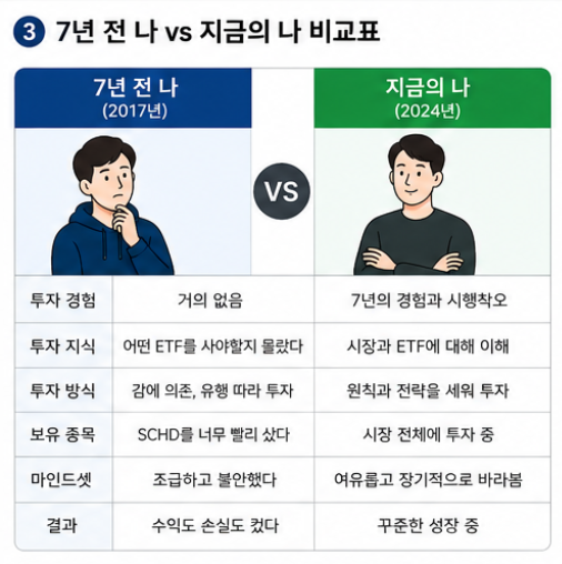 ETF 투자 7년 전과 현재 비교
