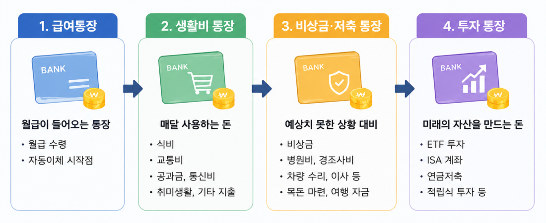 월급 통장 쪼개기 방법|직장인이 돈을 모으는 가장 쉬운 4통장 시스템 (2026)