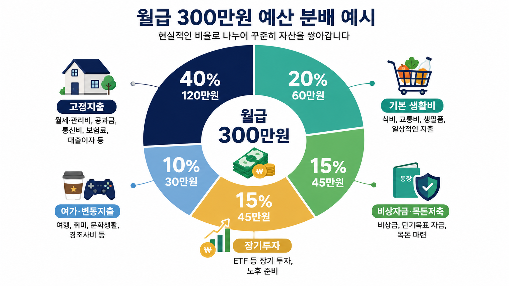 월급 300만원 생활비 저축 투자 비율