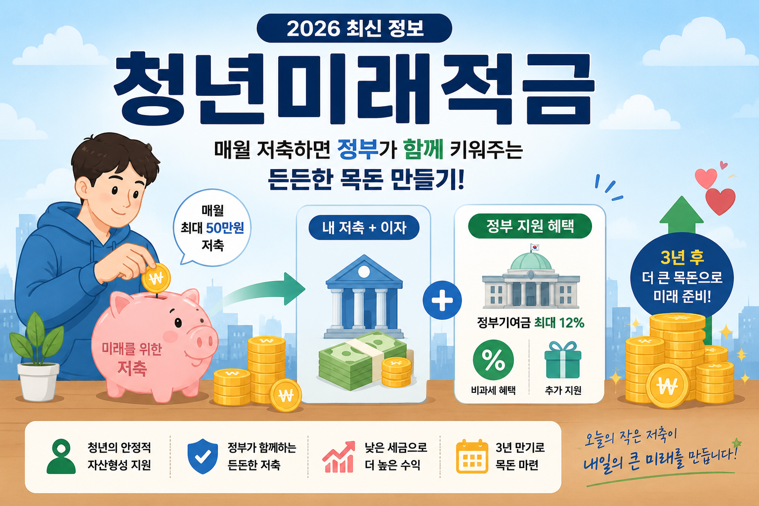 청년미래적금 2026 정부기여금 비과세 혜택 대표 이미지