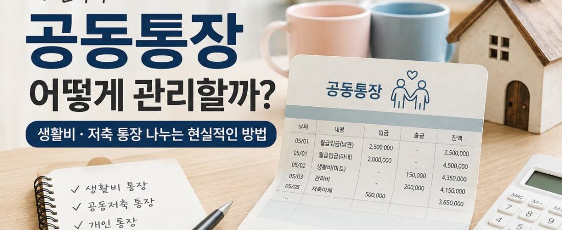 신혼부부 공동통장 어떻게 관리할까? 생활비·저축 통장 나누는 현실적인 방법